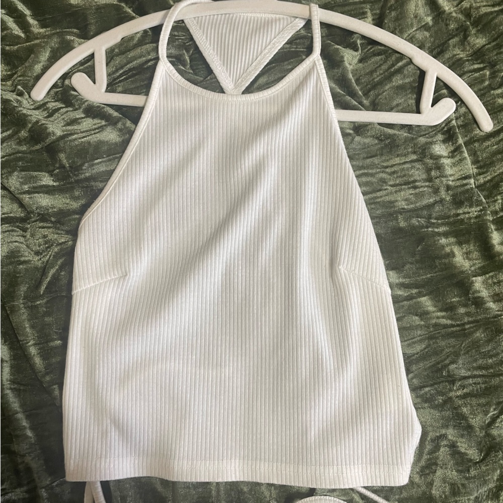 White Backless Tank Top Size S from Shein